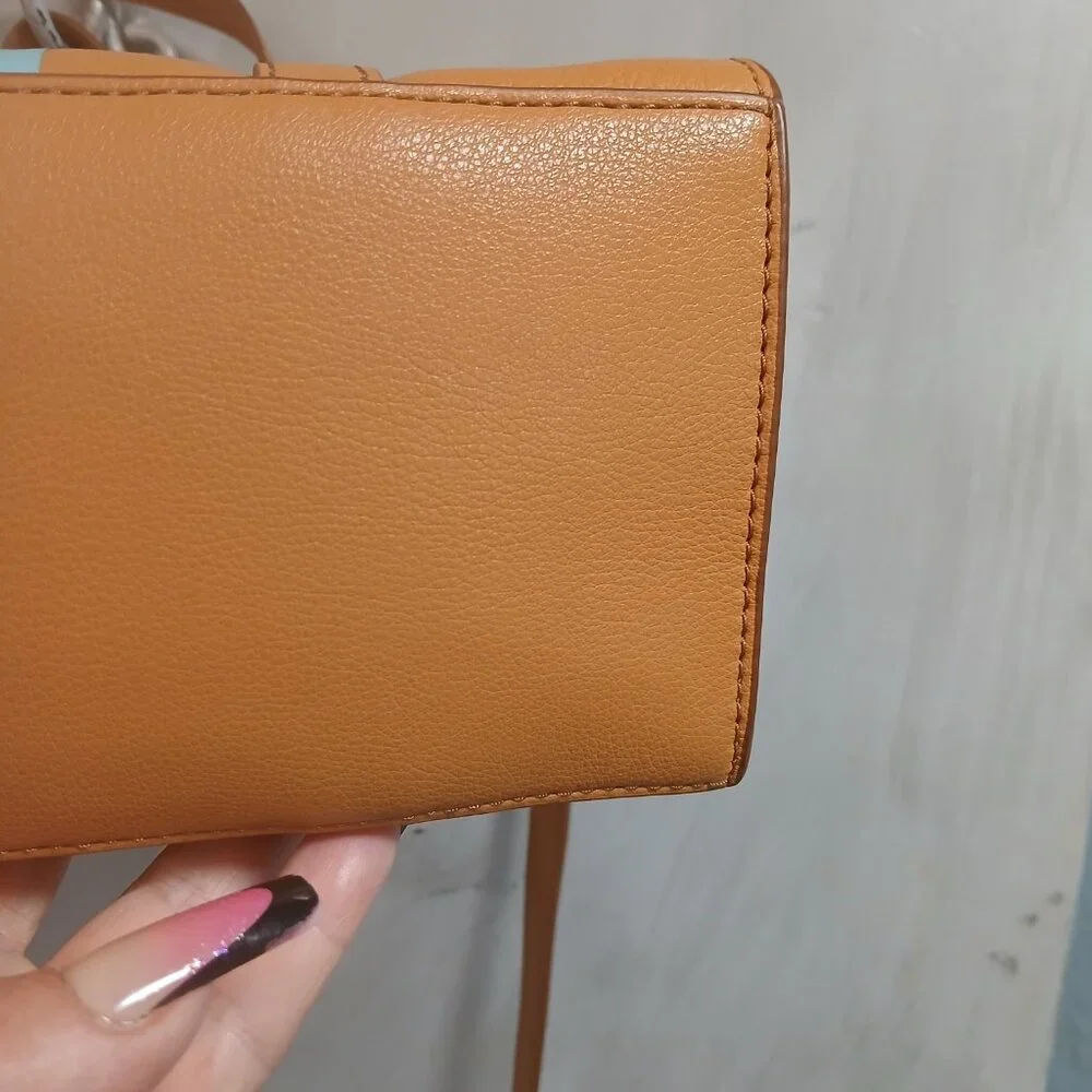 Fossil Tan Satchel with Striped Accent